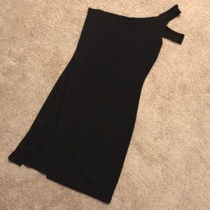 Black bodycon with shoulder detail